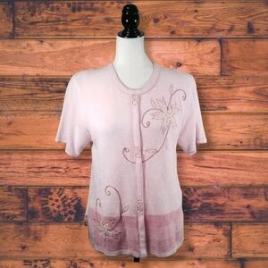 Moffi International Pink Knit Short Sleeve Sweater